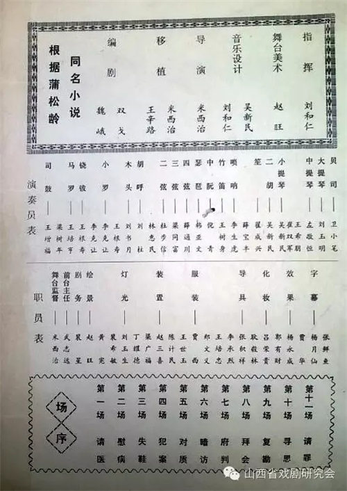 晋剧节目单《胭脂》